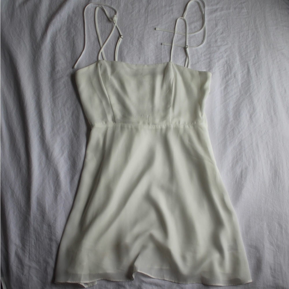 White Square Neck Mini Dress with Adjustable Straps